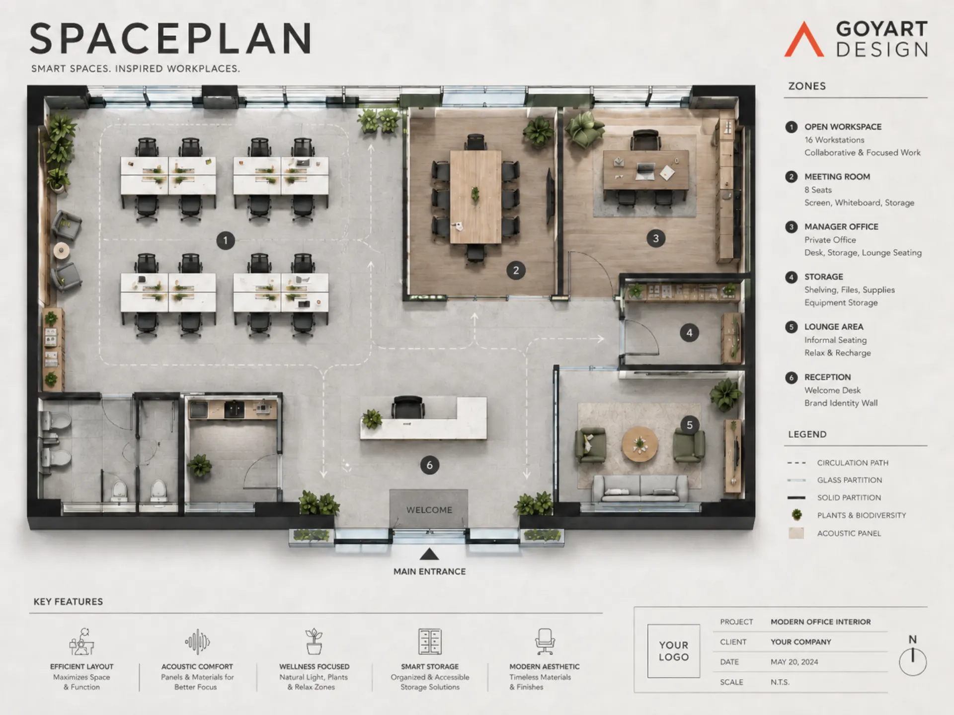 Spaceplan kancelárie - pôdorys a zónovanie